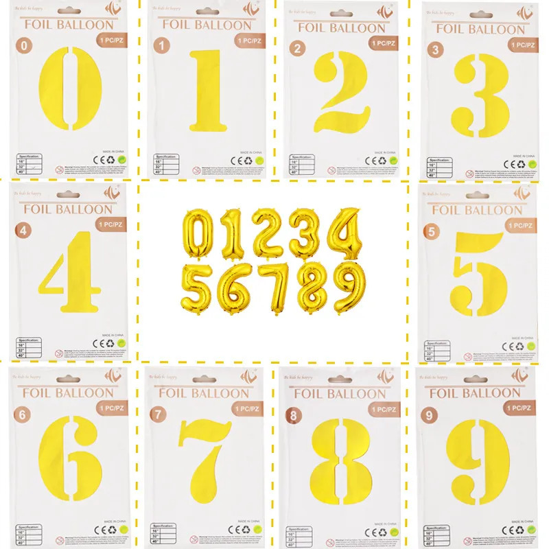 32 Inch Gold Balloon Number