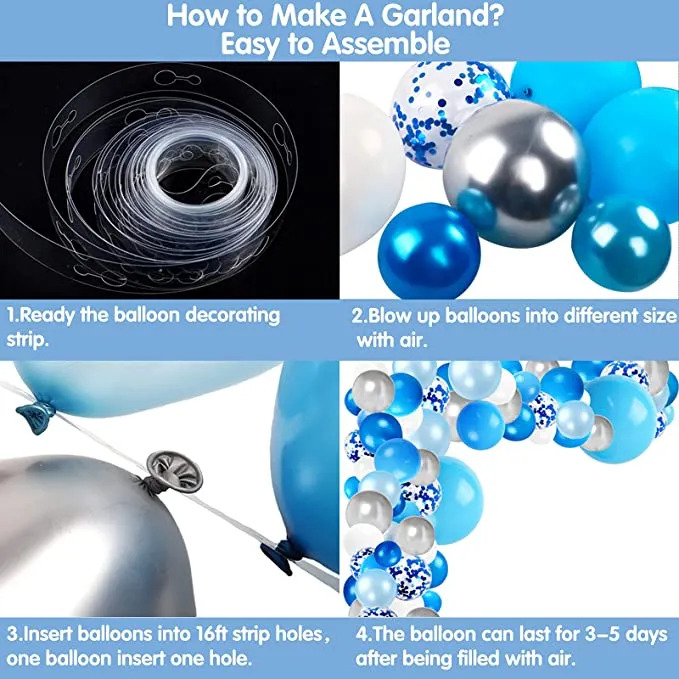 Blue Snowflake Balloons Garland Arch Kit