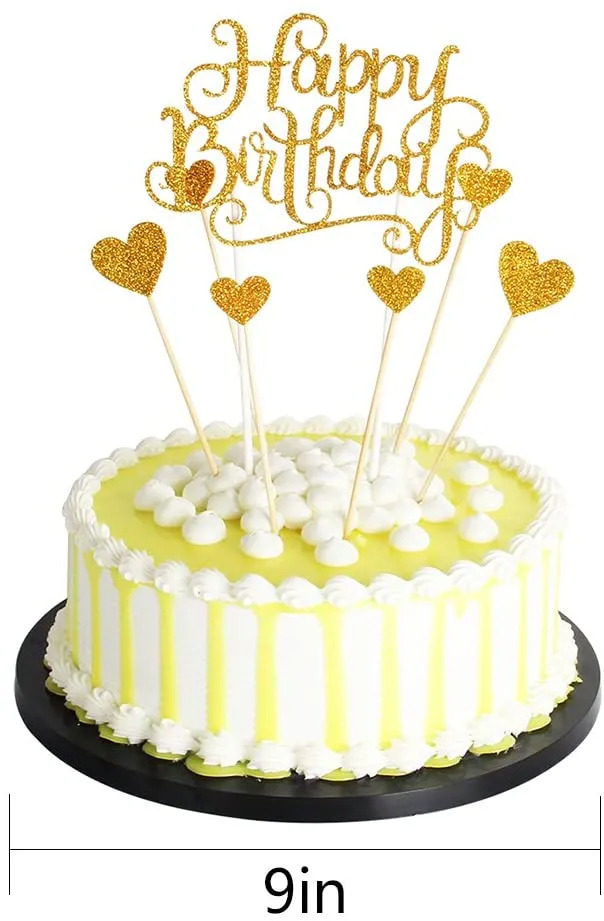 Happy Birthday Cake Toppers Gold