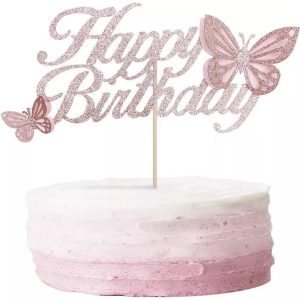 Rose Gold Happy Birthday Cake Topper