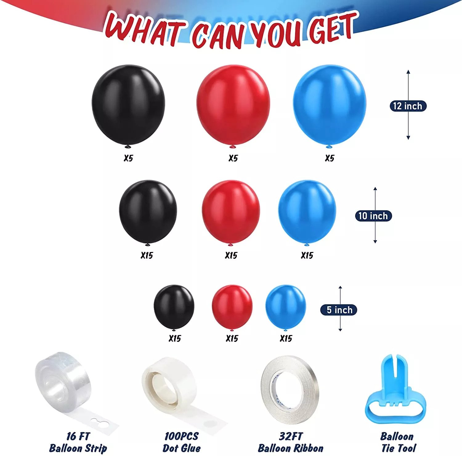 Spiderman Balloons Arch Garland Kit 109 Pcs items